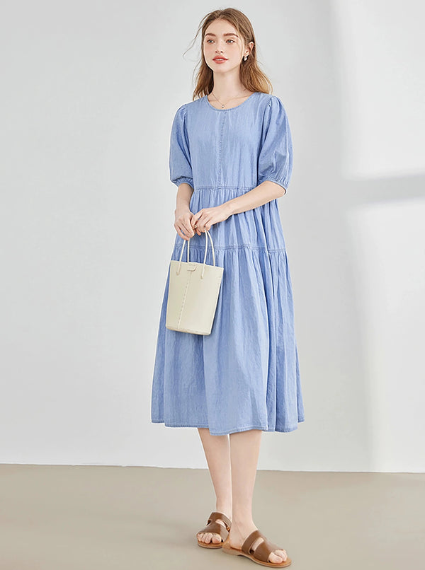 Retro Cotton Denim Dress