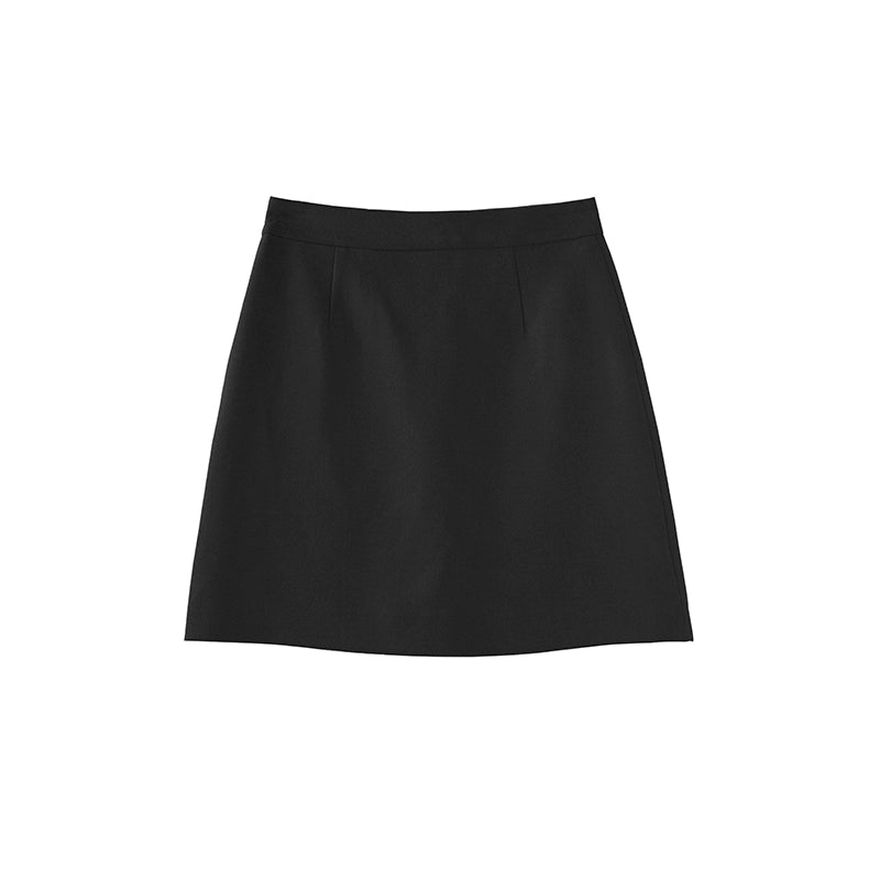 High Waist A-Line Woolen Skirt