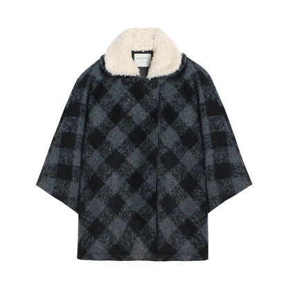 Plaid Cape Winter Coat