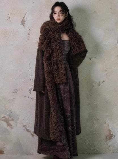 Mid-length velvet thickened corduroy cotton coat