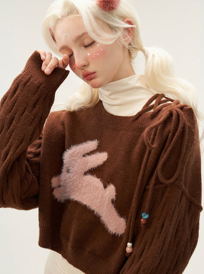 Off-the-Shoulder Bunny Sweater