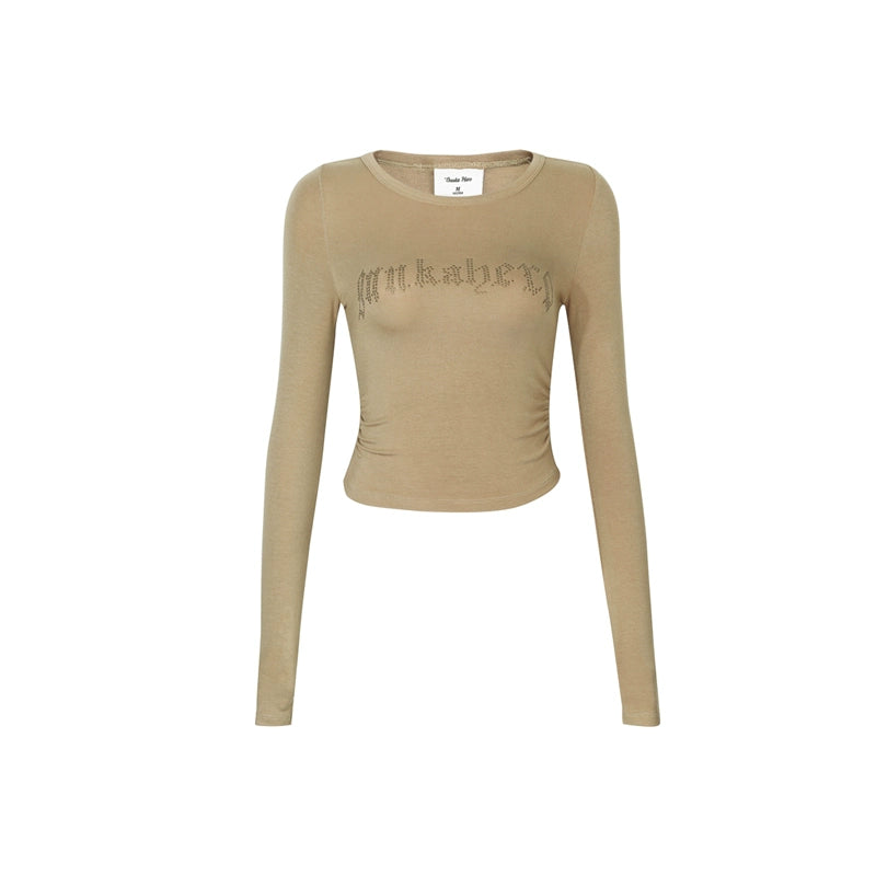 Khaki Crew Neck Long Sleeve T-Shirt