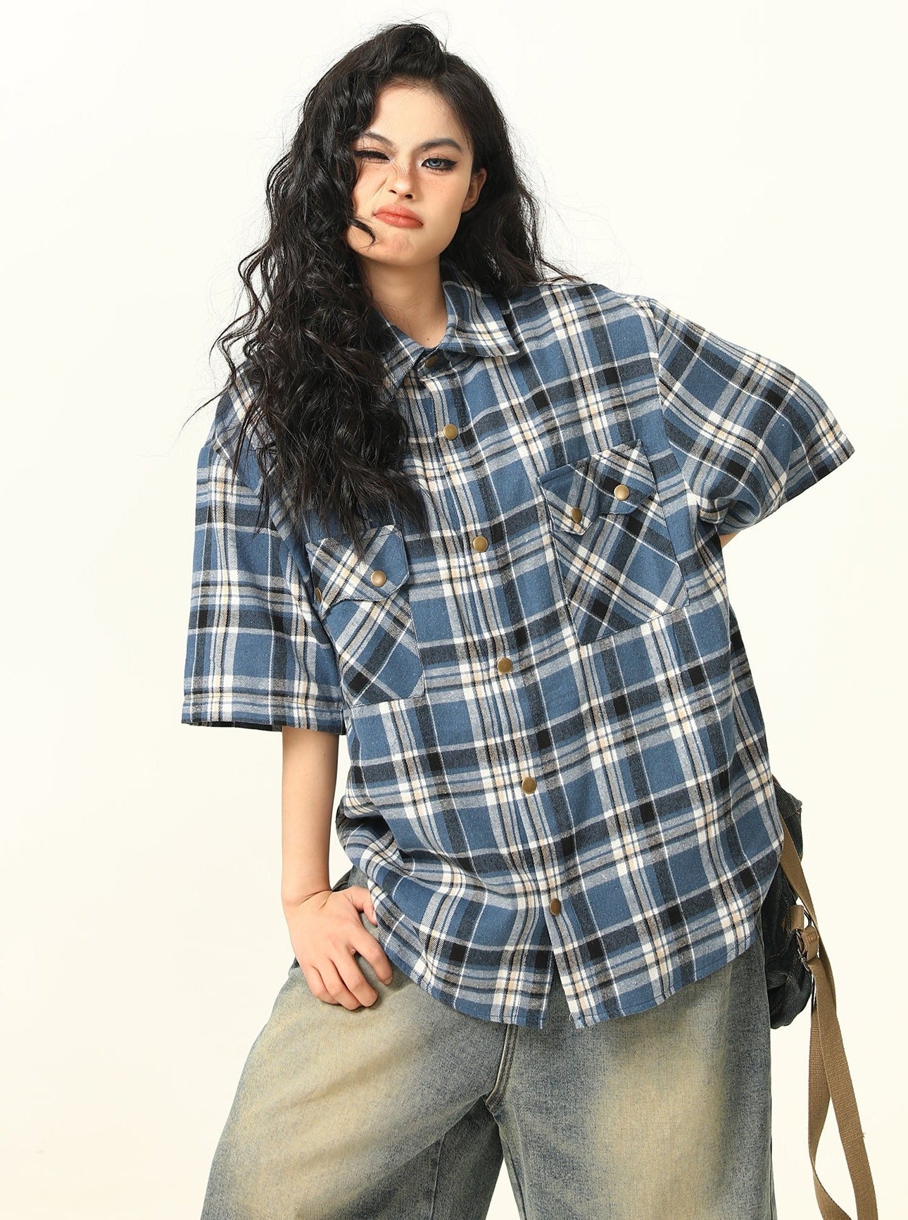 Vintage Pocket Cargo Plaid Shirt