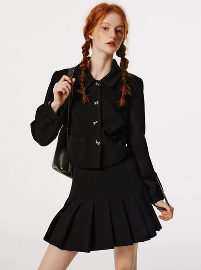 Japanese Retro Knit Short skirt with Tops Set