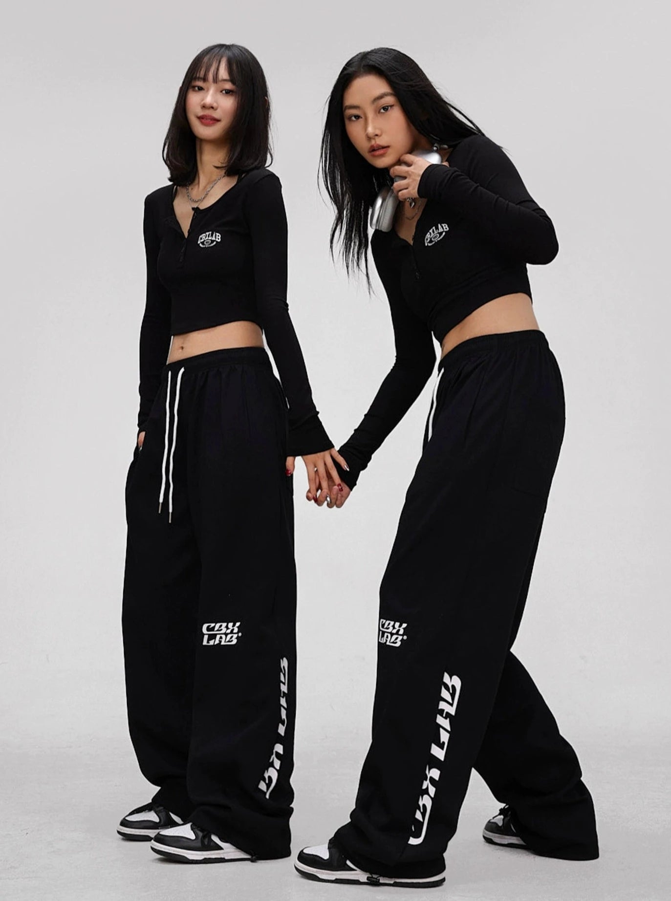 Hip-Hop Trendy Black Stitched Pants