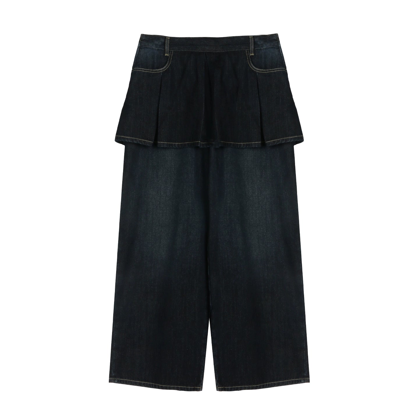 Fake Two-Piece Pleated Skirt Jeans
