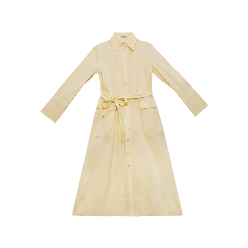 Curry Pale Yellow Feminine Retro Dress