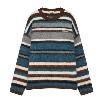 American Retro Stripes Loose Knit Tops