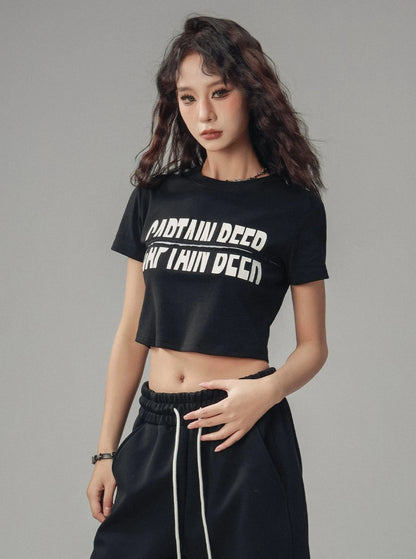 Slim Fit Crew Neck Short Sleeve Crop Top