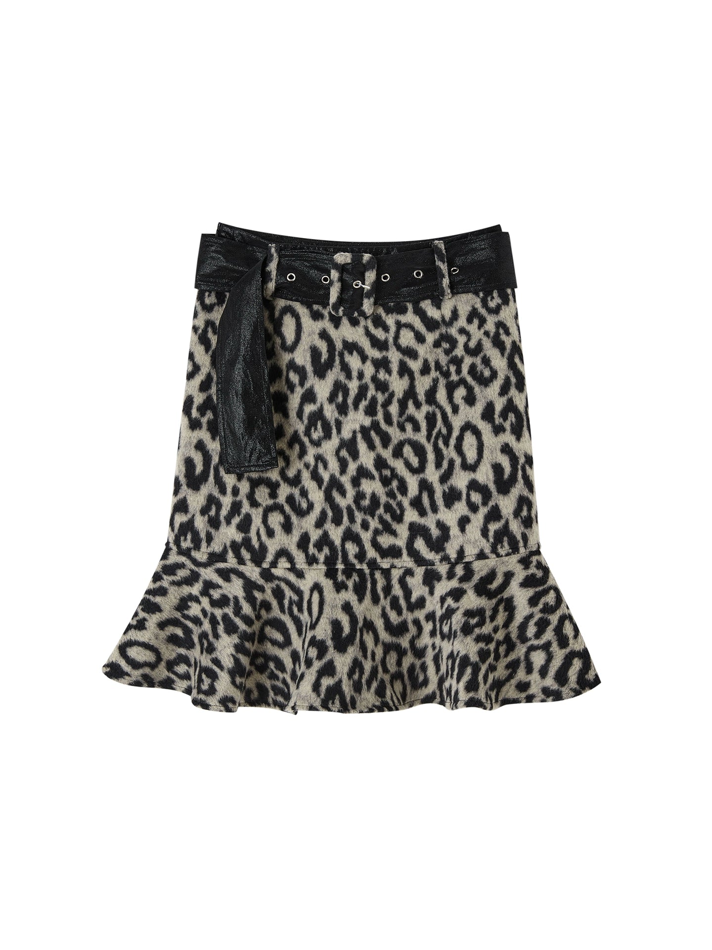 Leopard Wool Patchwork Skirt