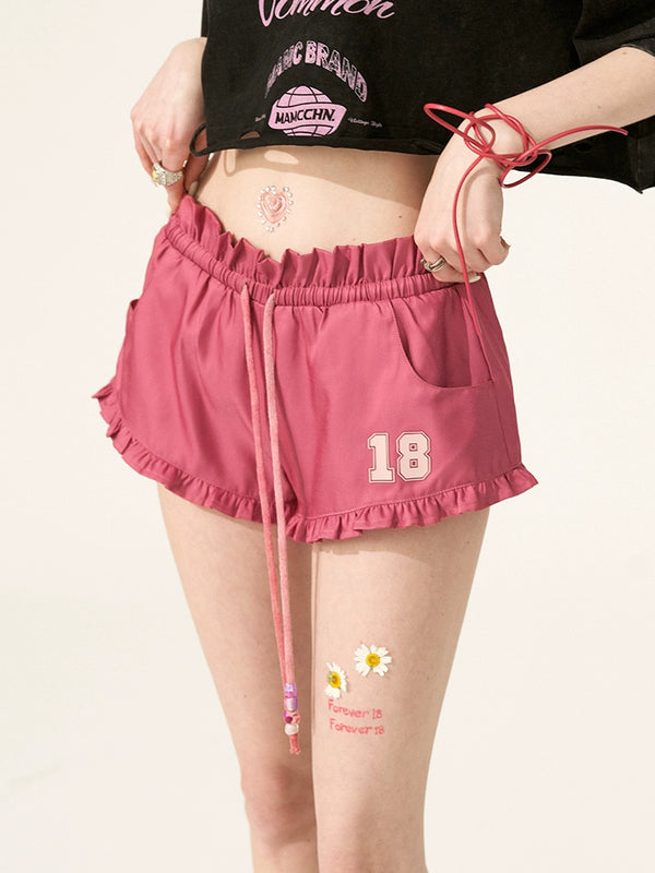 Pink Ruffle Shorts Pants
