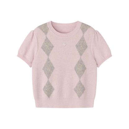 Gestepptes Strickoberteil mit Twilight-Blumenmuster