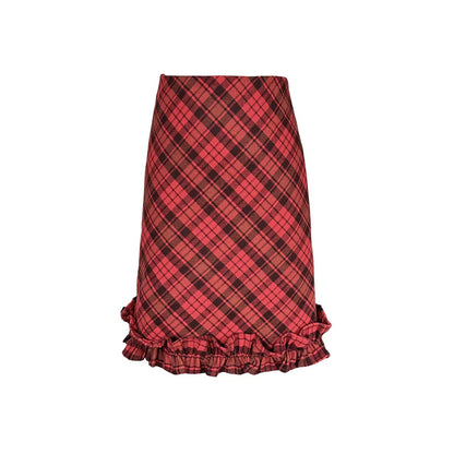 Retro Plaid Lace Skirt