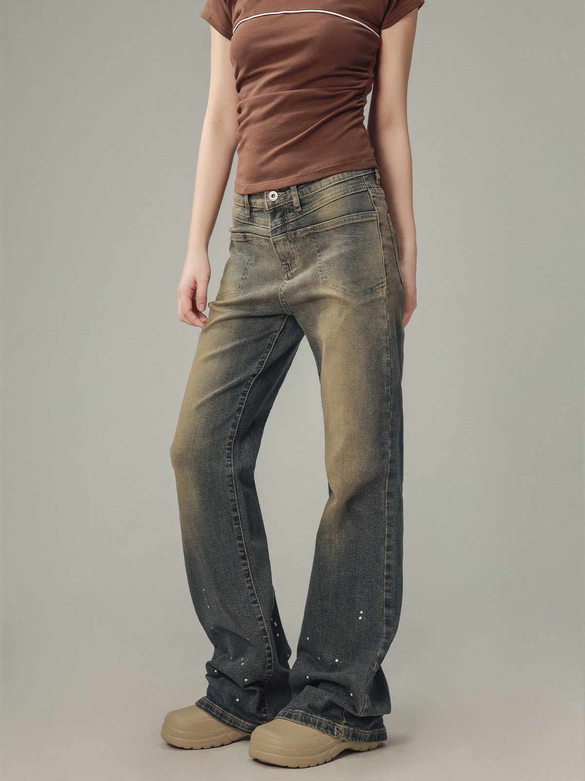 Yellow Splash Bootcut Vintage Pants