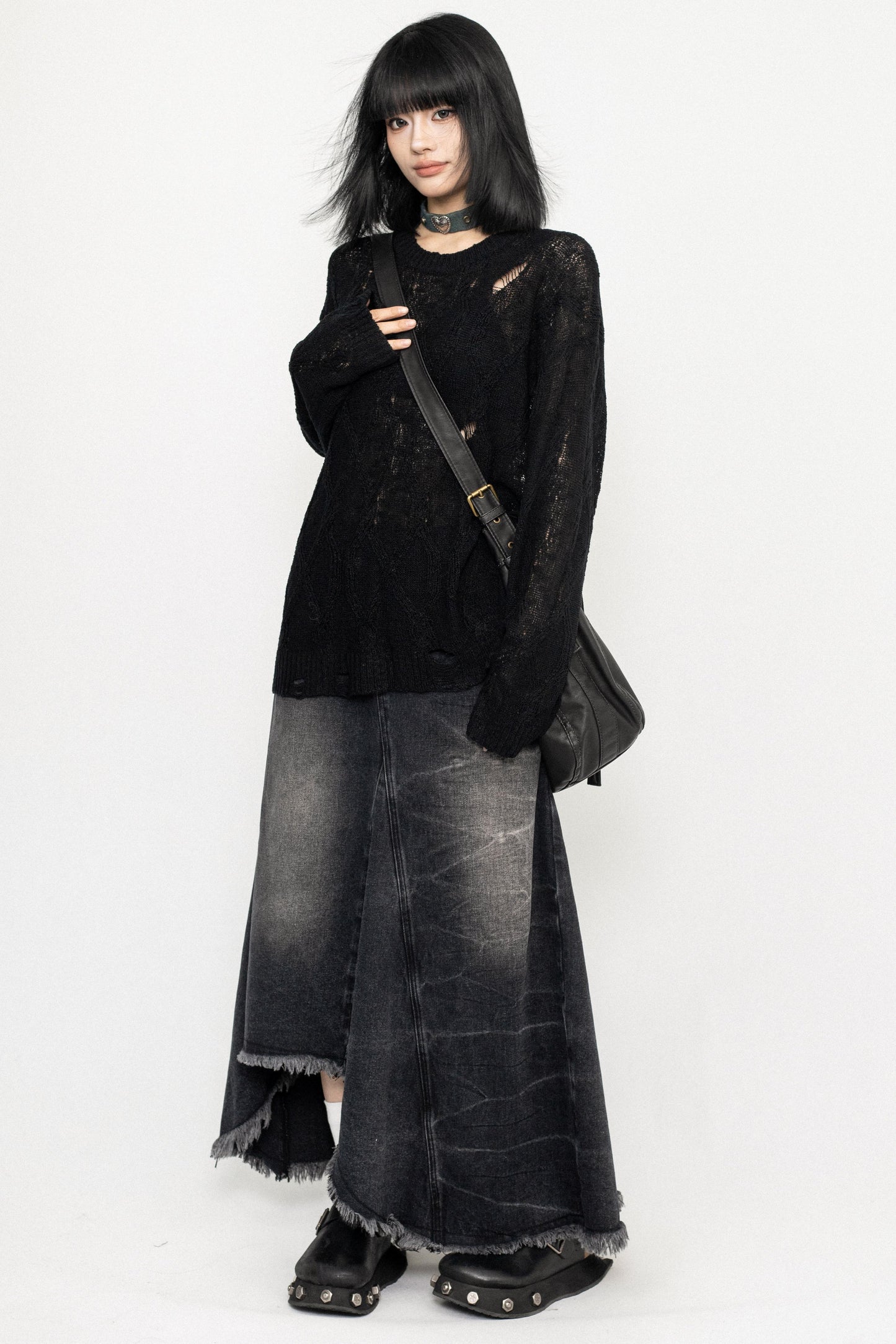 Long Sleeve Mesh Knit Top