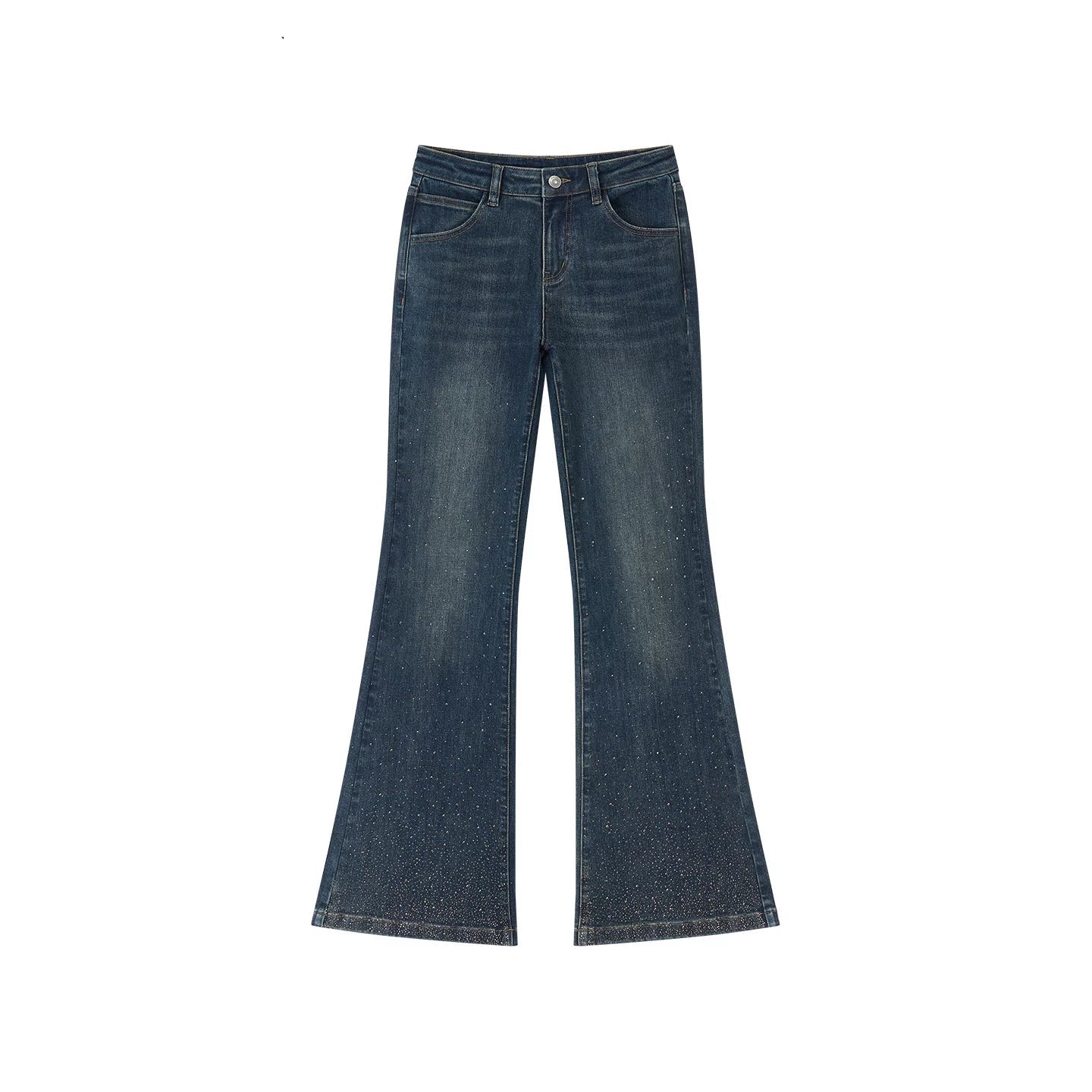 Retro-Jeans mit Strass und ausgestelltem Bein