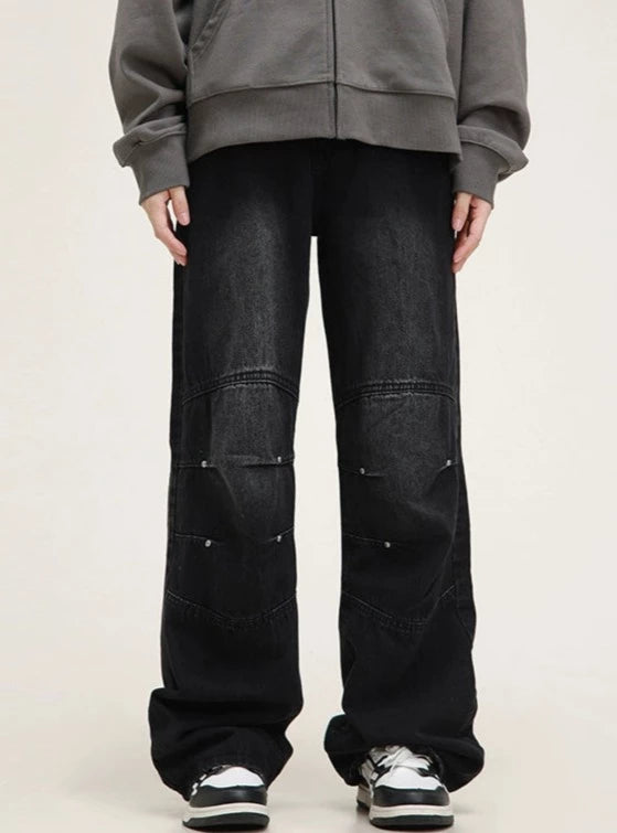 American studded washed jeans pants