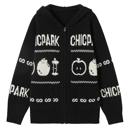 Lazy Fair Island Jacquard Sweater Hooded Jacket