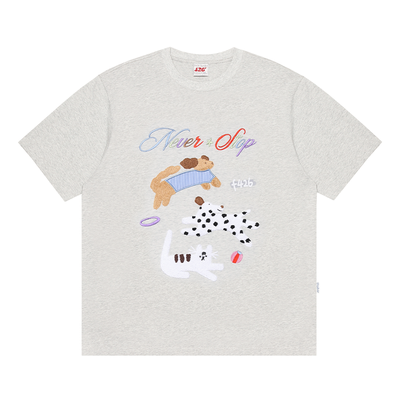 Cat Dog Embroidered T-shirt