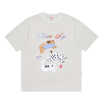 Cat Dog Embroidered T-shirt