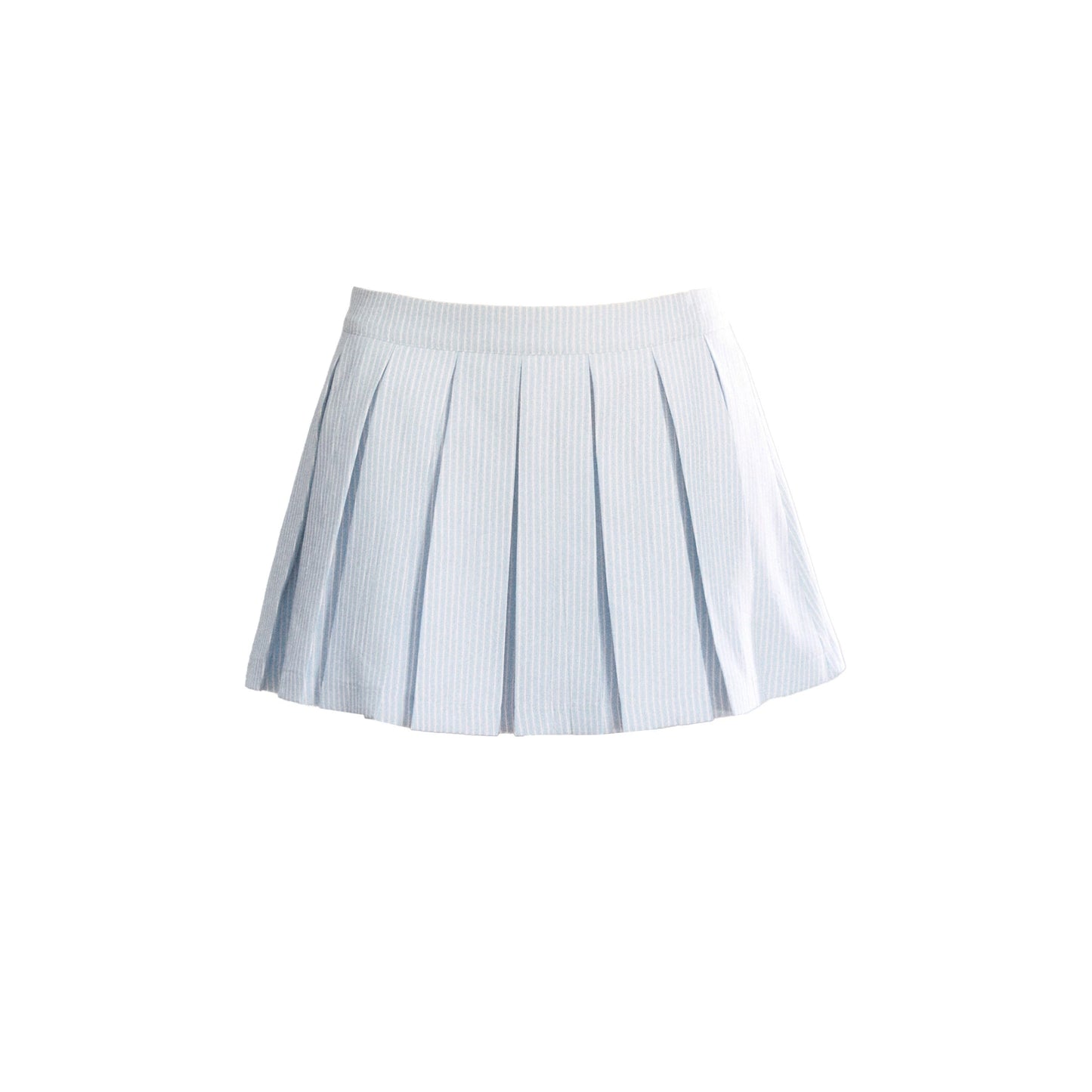 Korean Patchwork Striped Pleated Skirt Set-Up