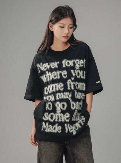 Vintage Letter Print Crew Neck T-Shirt