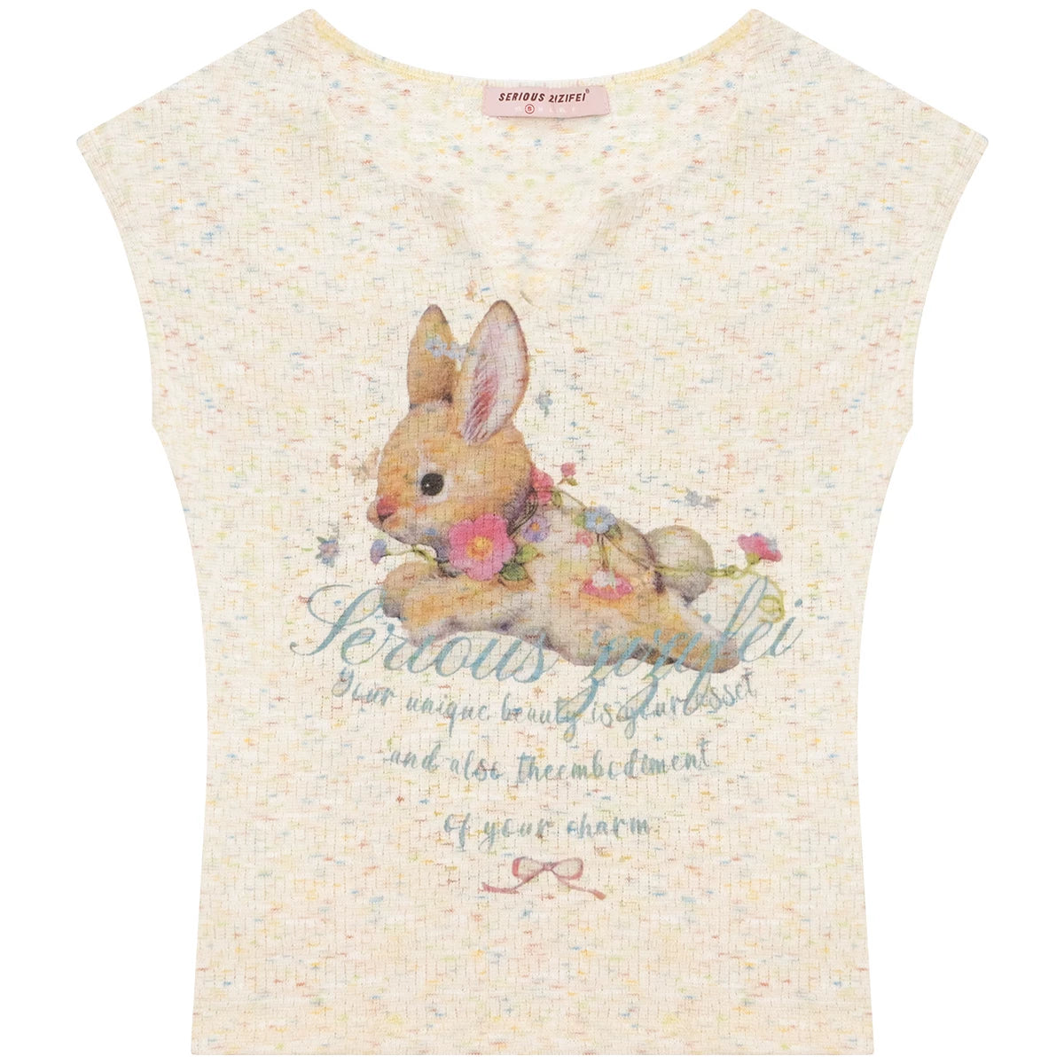 Apricot Rabbit Print Top