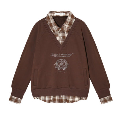 Retro Plaid Patchwork Sweatshirt