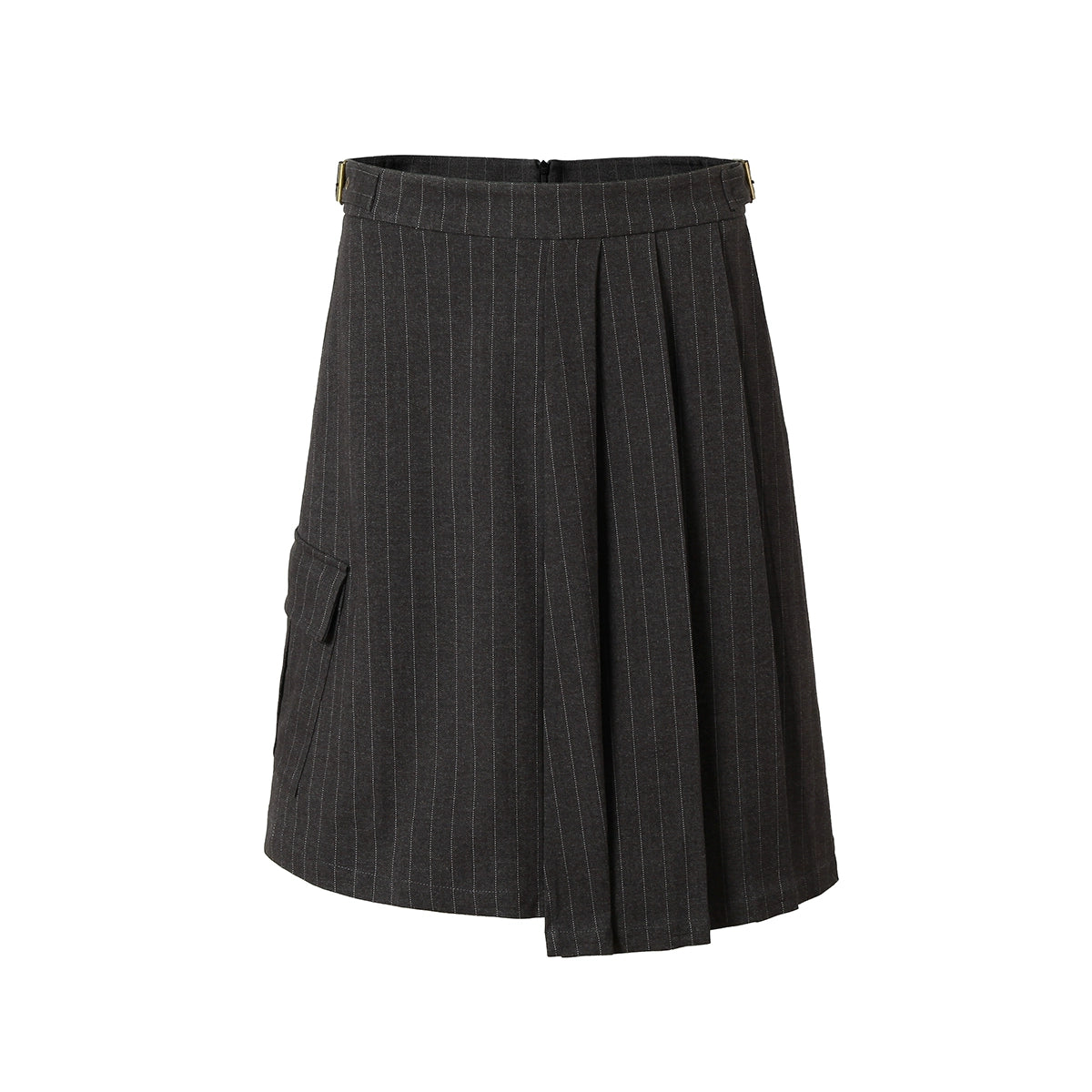 A-type striped pleated suit skirt