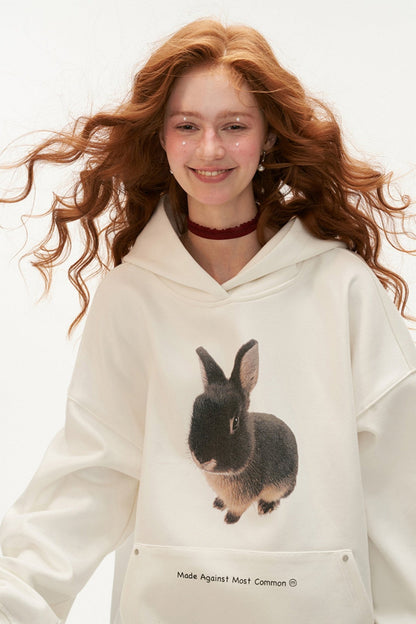 MAMC Cute Bunny Air Layer Hooded Sweatshirt Frauen Herbst/Winter 2024 neue lässige lockere Slouchy Jacke Top