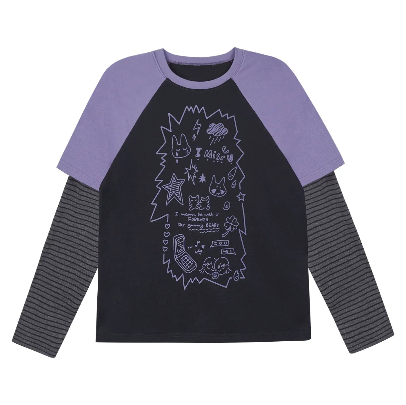 Graffiti Print Two-Piece T-Shirt Set-Up