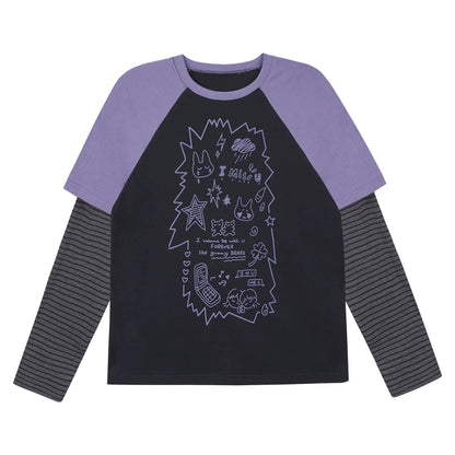 Graffiti Print Two-Piece T-Shirt Set-Up