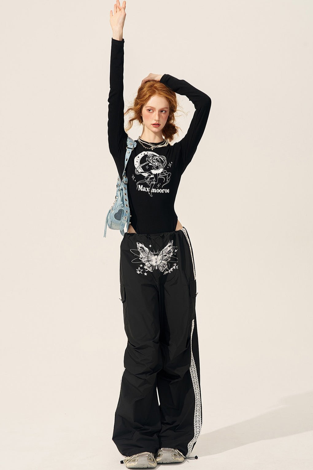 Butterfly Lace Casual Cargo Pants