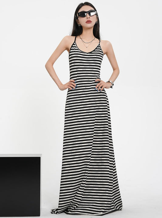 Striped Mop Skirt Slip Dress