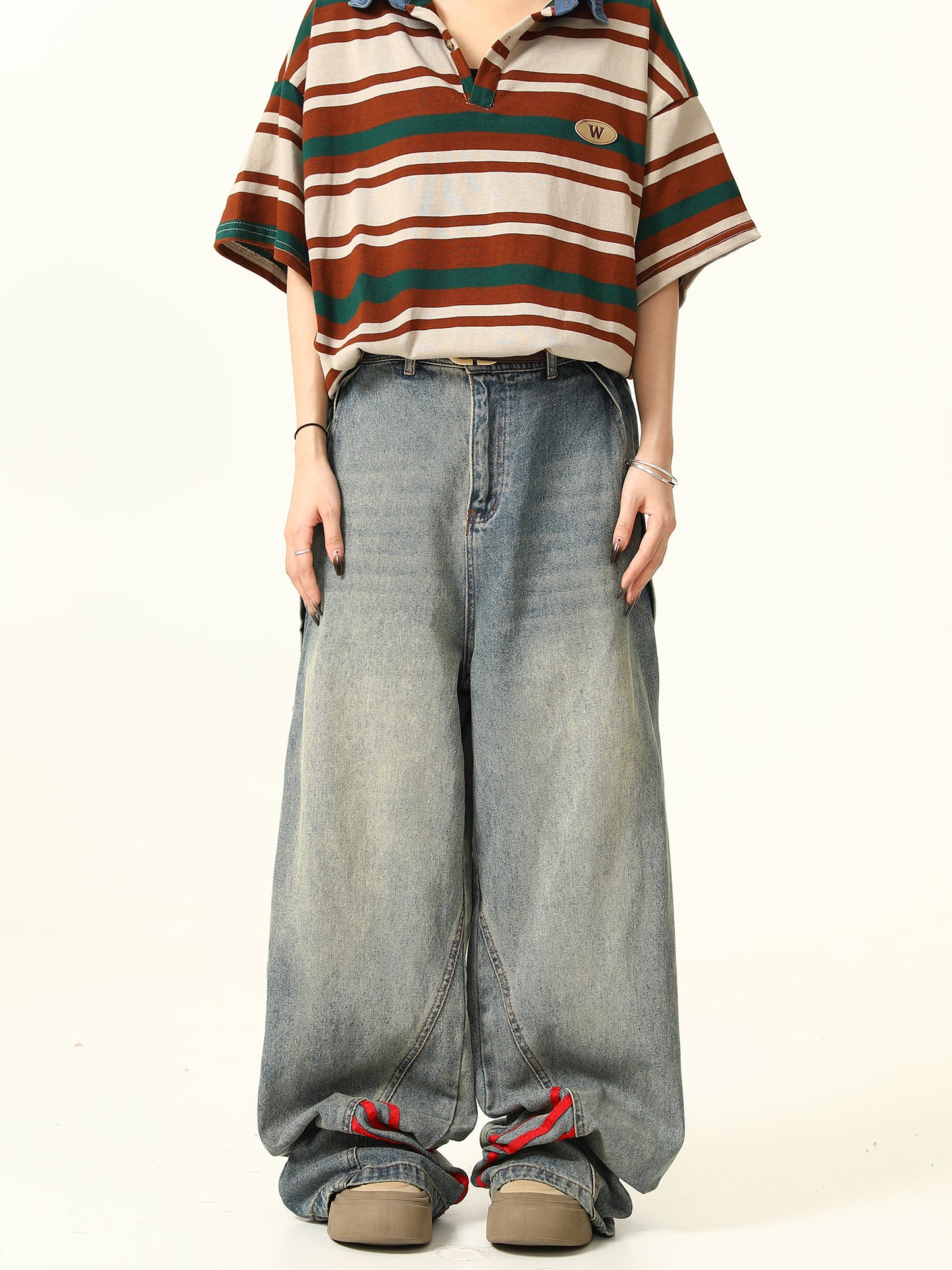 Retro Street Striped Jeans