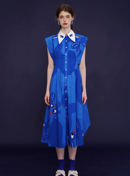 Blue Temperament Thin Cotton Dress