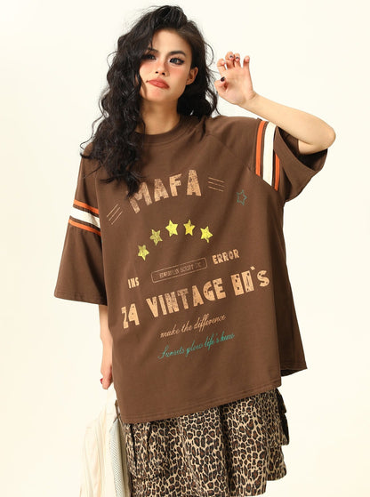 Loose Brown Maillard Print Top