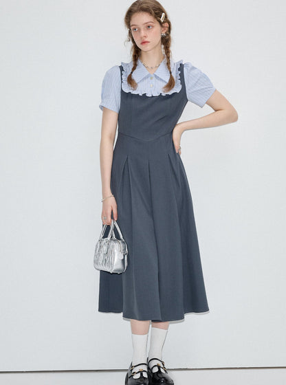 French Fake Two-Piece College Dress