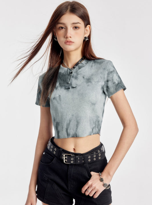 Versatile Dark Tie-Dye Crop Top