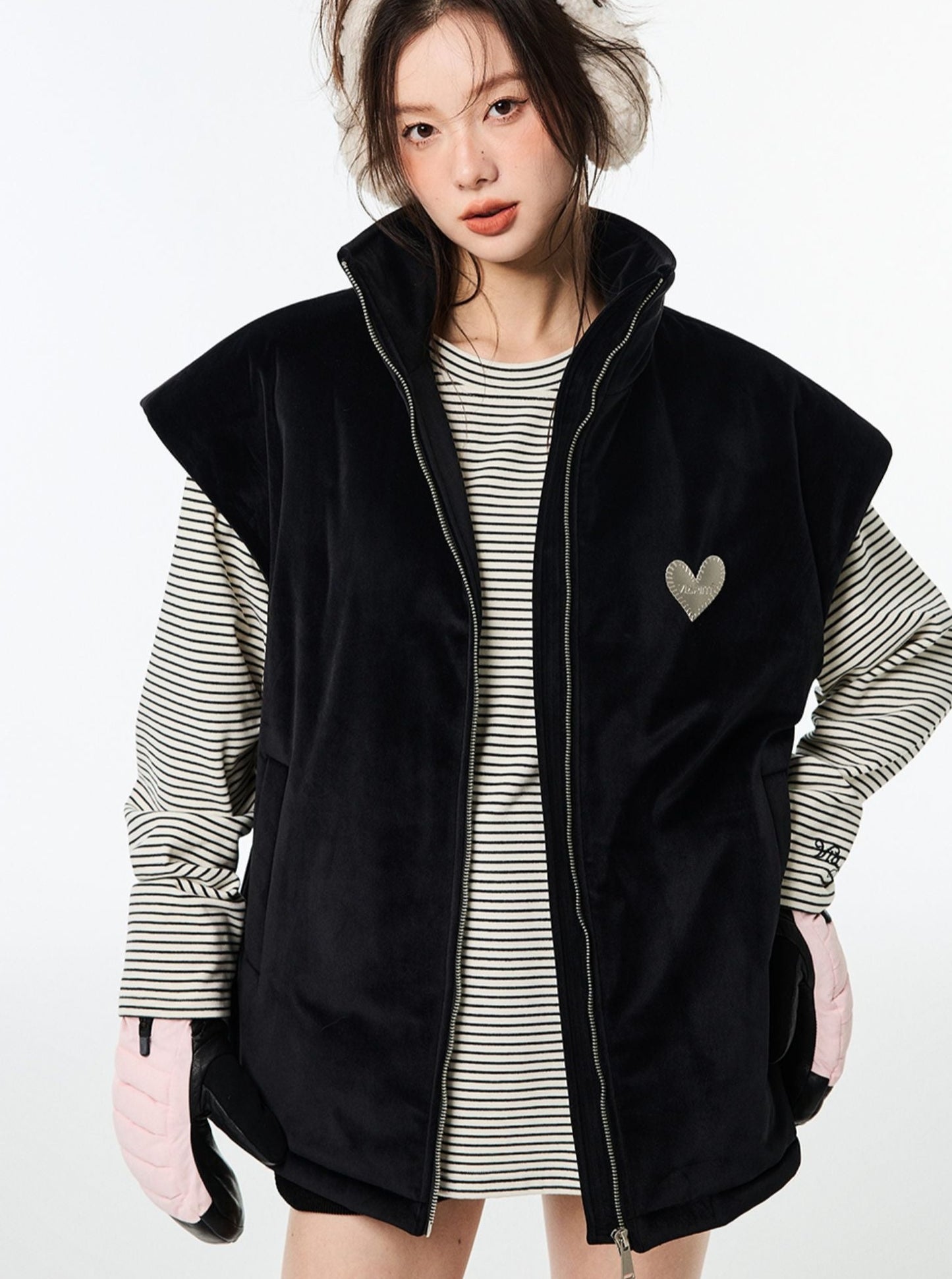 padded silhouette versatile vest jacket