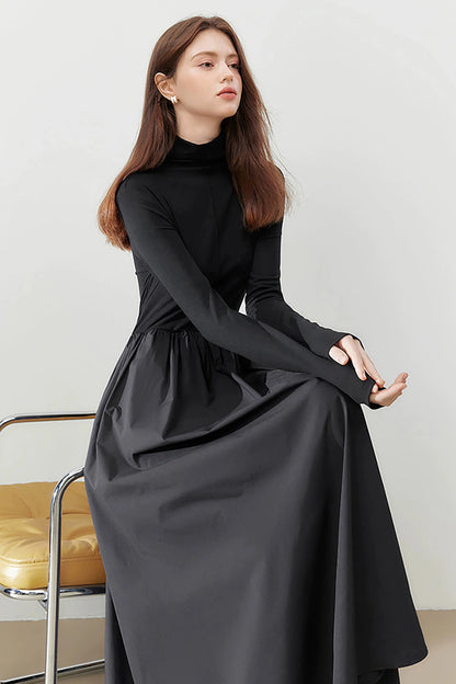 Slim High Neck Knitted Long Sleeve Dress