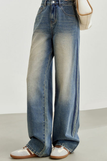 Retro High-Waisted Straight Jeans