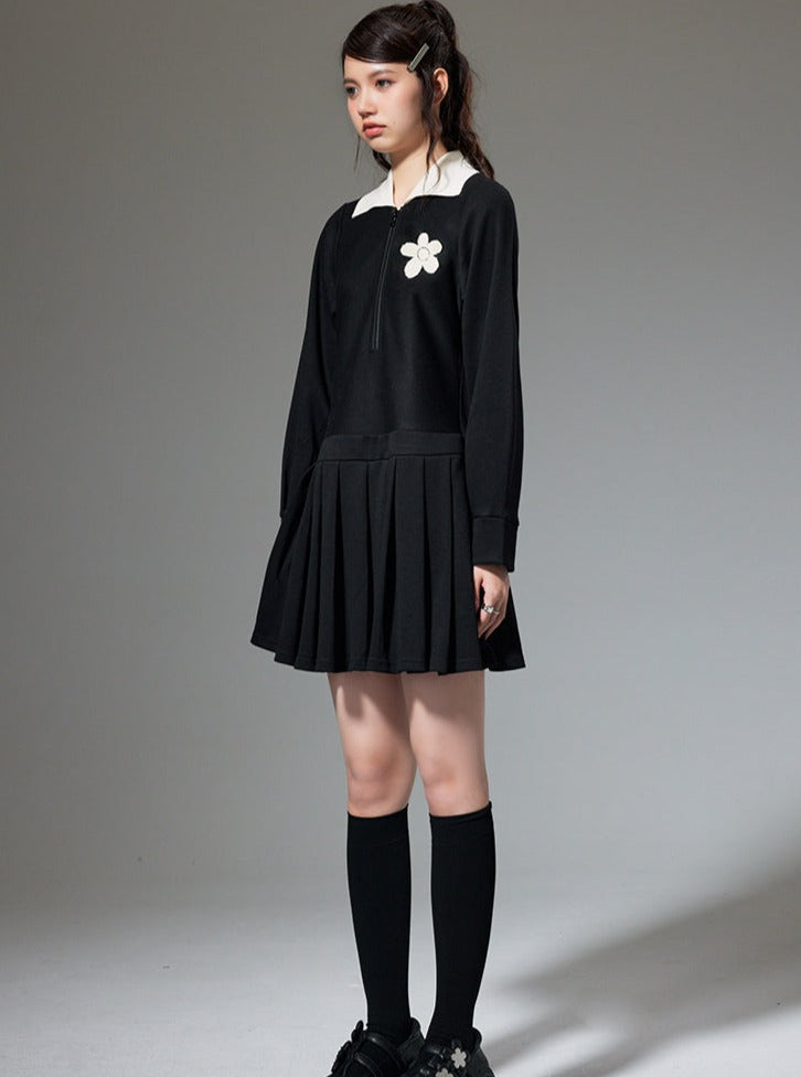 polo collar flower dress