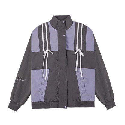 Loose Gray & Purple WindProof Jacket