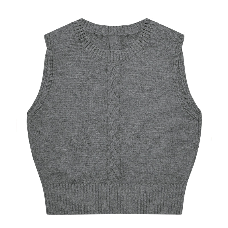 merino wool knitted vest retro top