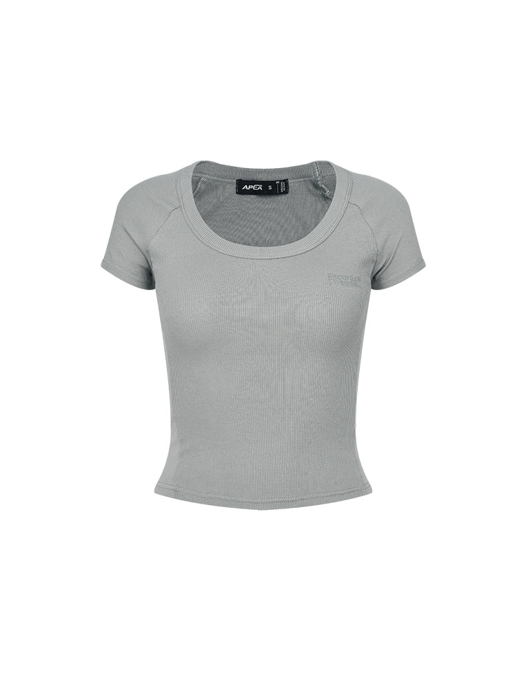 Babes Skinny Gray Oberteil mit U-Ausschnitt