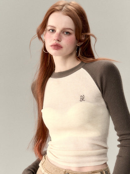 raglan sleeve base knit sweater top