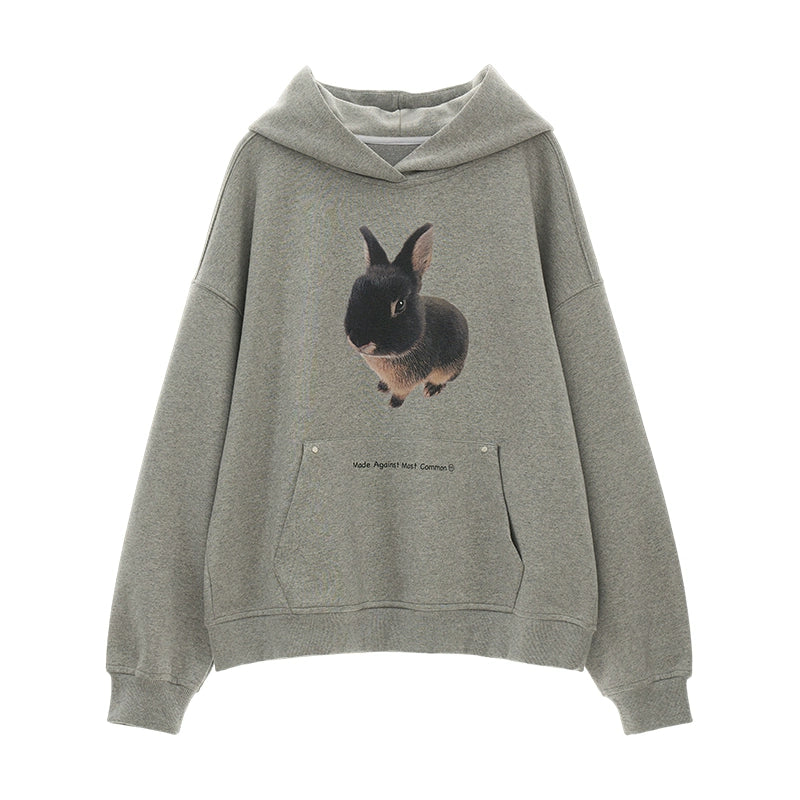 MAMC Cute Bunny Air Layer Hooded Sweatshirt Frauen Herbst/Winter 2024 neue lässige lockere Slouchy Jacke Top