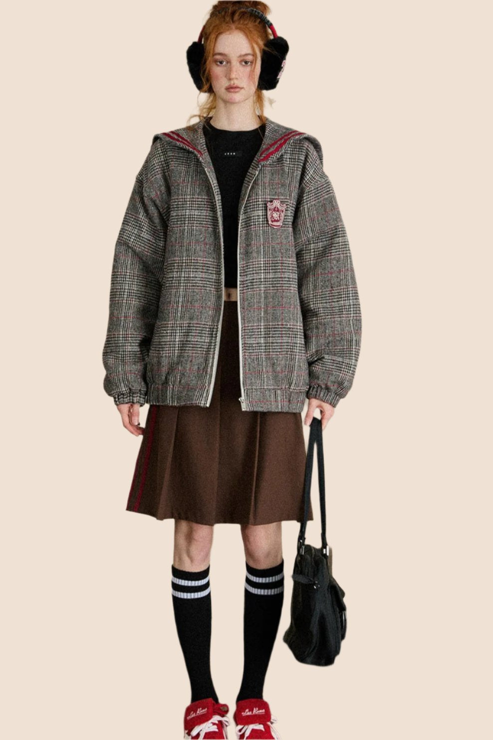 Loose Check Hooded Jacket