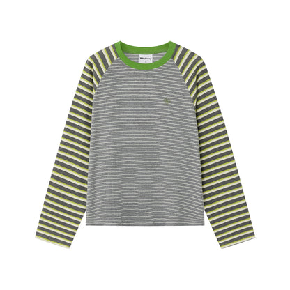 Striped Raglan Sleeve Slim Top